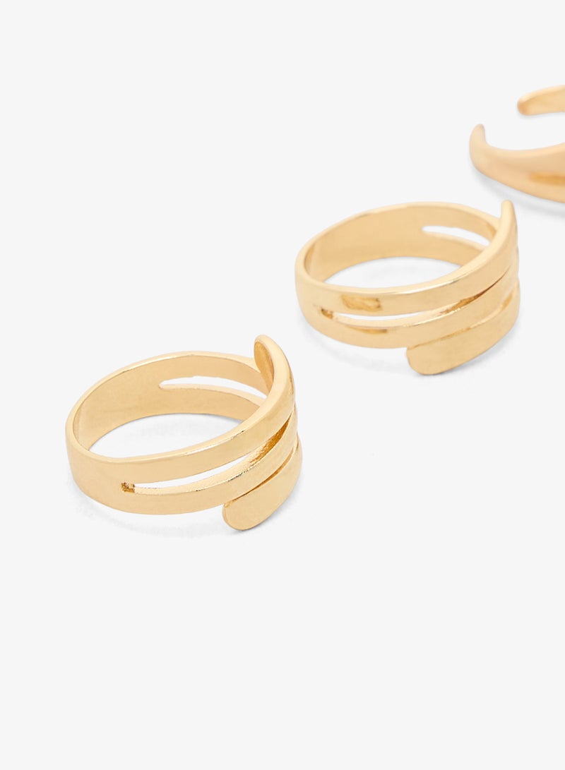 ELLA Chunky Gold Metallic Statement Rings - Image 2