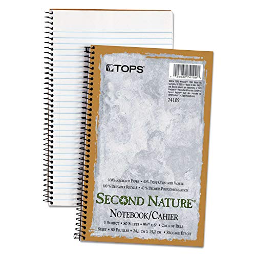 TOPS Second Nature Notebook, 9.5 x 6 Inch, College Ruled, 100% Recycled, 80 Sheets, Grey (74109) - Image 2