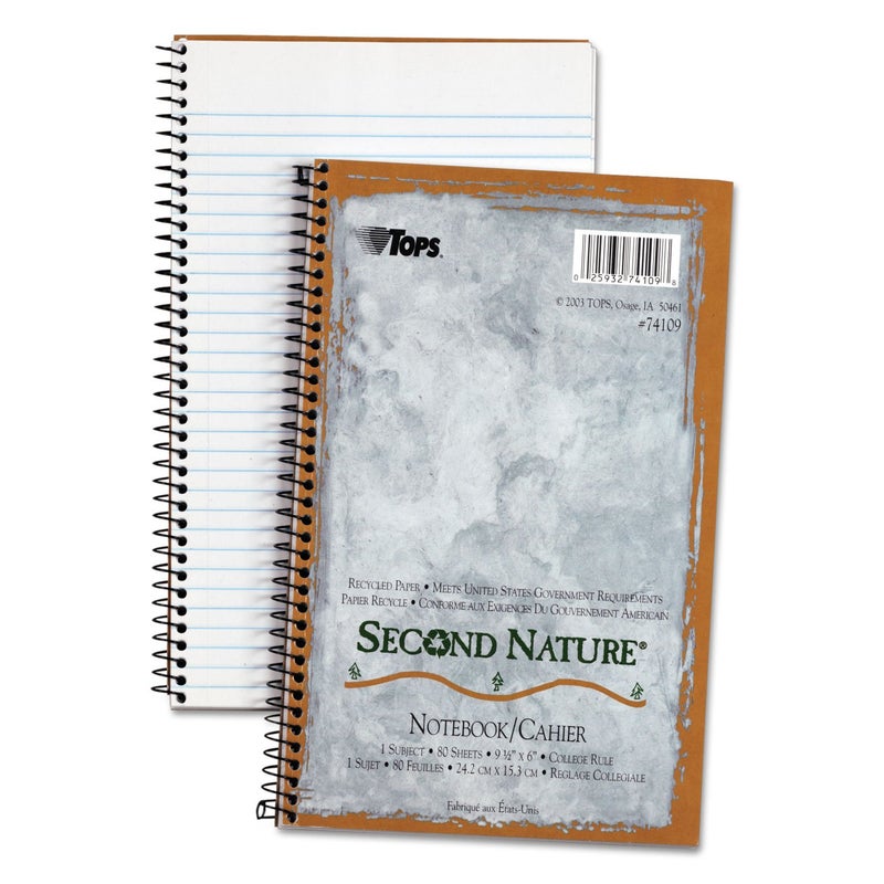 TOPS Second Nature Notebook, 9.5 x 6 Inch, College Ruled, 100% Recycled, 80 Sheets, Grey (74109) - Image 5