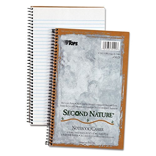 TOPS Second Nature Notebook, 9.5 x 6 Inch, College Ruled, 100% Recycled, 80 Sheets, Grey (74109) - Image 1