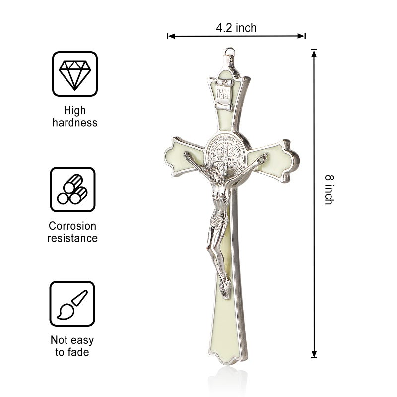 VINETEN Saint Benedict Enamel Crucifix - Crucifix Wall Cross Metal Wall Art-8 Inch Cross Give Blessing and The Spiritual Sacred:Faith Gift for your Acquaintances - Image 3