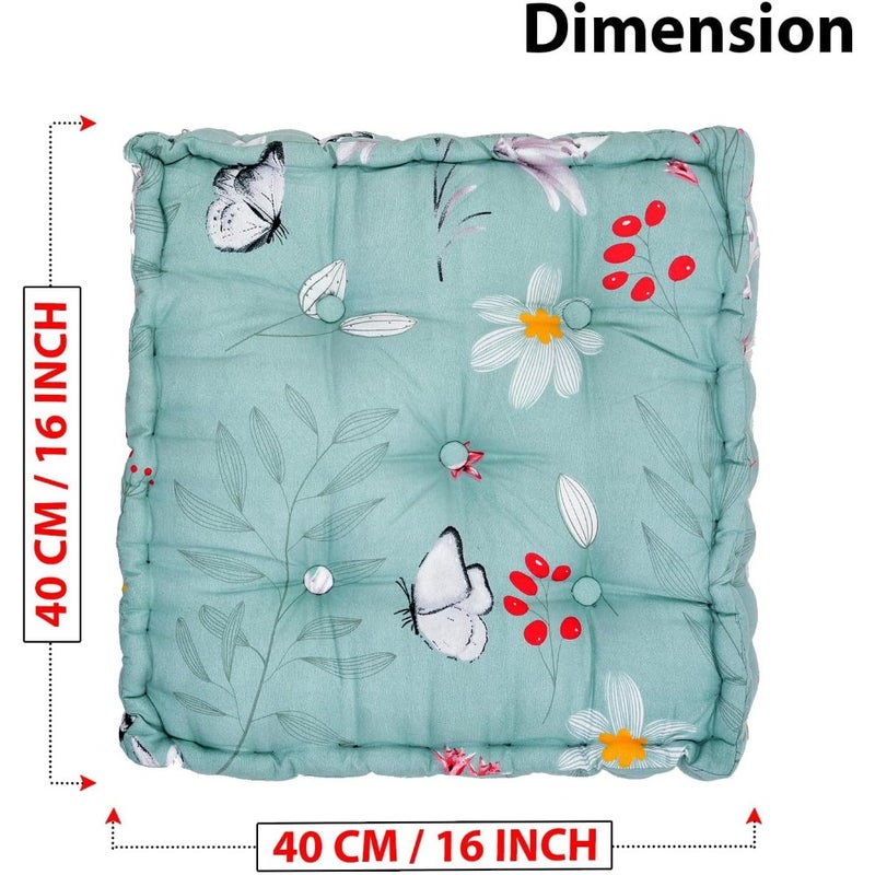Square Floor Pillow Tufted Cushion Thick Chair Pads, Chair Cushion, Back Support Cushion, Mandala Printed Seat Cushion, Pack of 1 Chair Cushion 16X16 Inches 41X41(CM) - Image 3