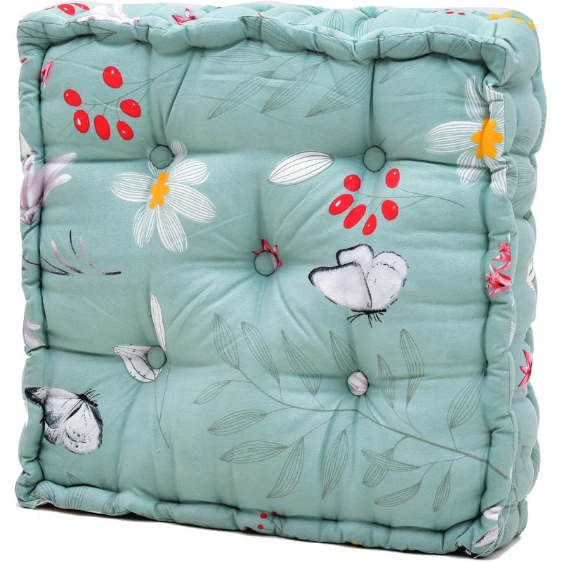Square Floor Pillow Tufted Cushion Thick Chair Pads, Chair Cushion, Back Support Cushion, Mandala Printed Seat Cushion, Pack of 1 Chair Cushion 16X16 Inches 41X41(CM) - Image 1