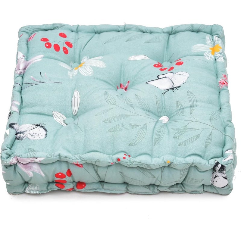 Square Floor Pillow Tufted Cushion Thick Chair Pads, Chair Cushion, Back Support Cushion, Mandala Printed Seat Cushion, Pack of 1 Chair Cushion 16X16 Inches 41X41(CM) - Image 2
