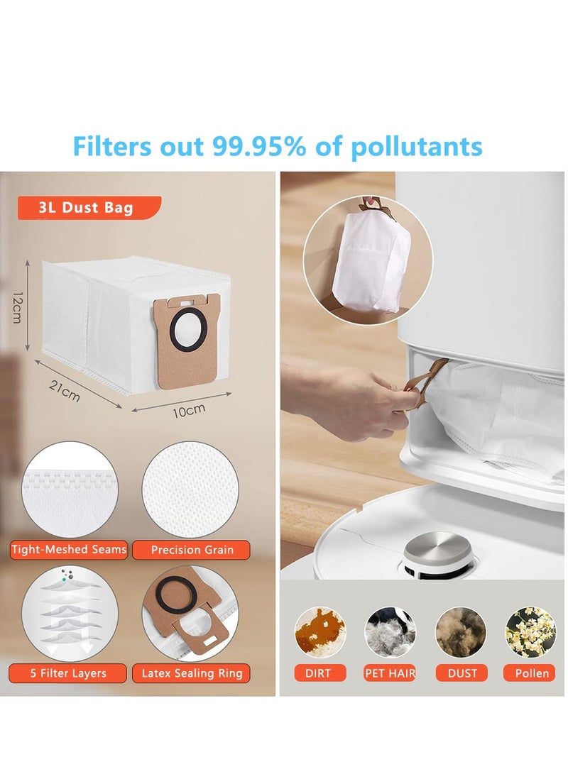 JVSCAM Accessory Set for Xiaomi X20+ Robot Vacuum Cleaner, 1 Roller Brush, 4 Dust Bags, 6 Wipes, 2 Filters, 4 Side Brushes, X20+ Replacement Part Robot Vacuum Cleaner Accessories - Image 3