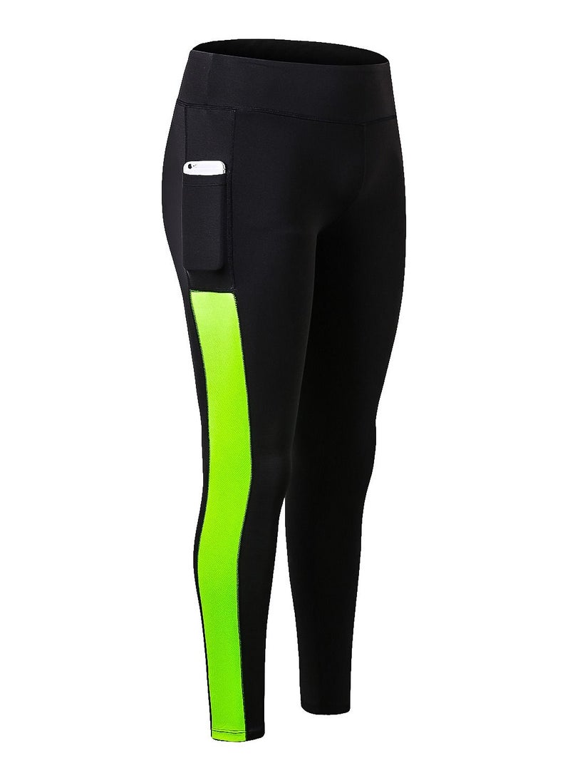 Loquat Women Quick Dry Breathable Elastic Trousers Black/Green  - Image 1