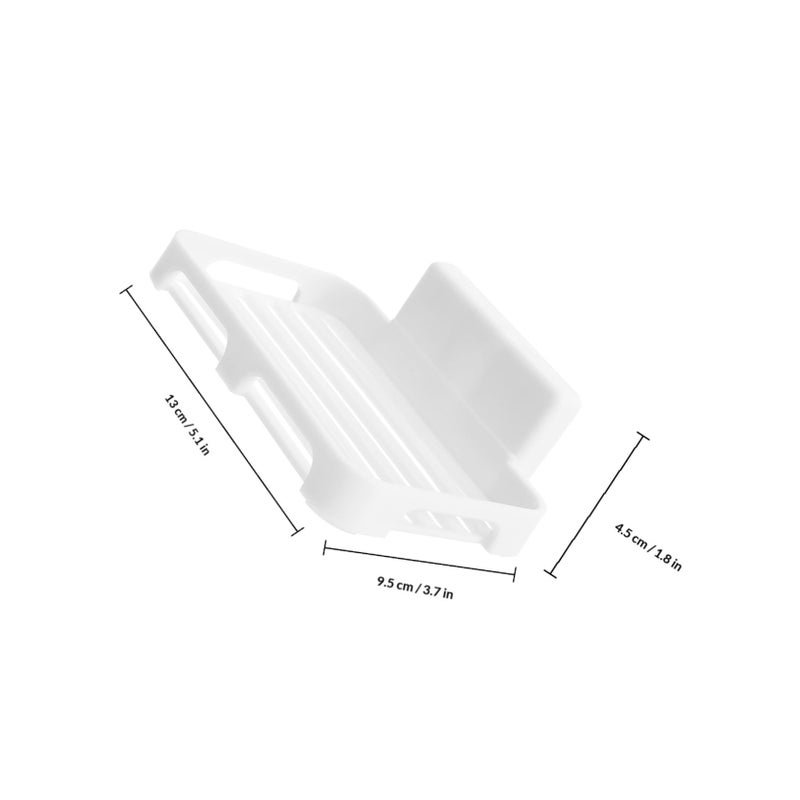 Self Adhesive Soap Rack with Draining Tray White Plastic Wall Mounted Bathroom Organizer - Image 3