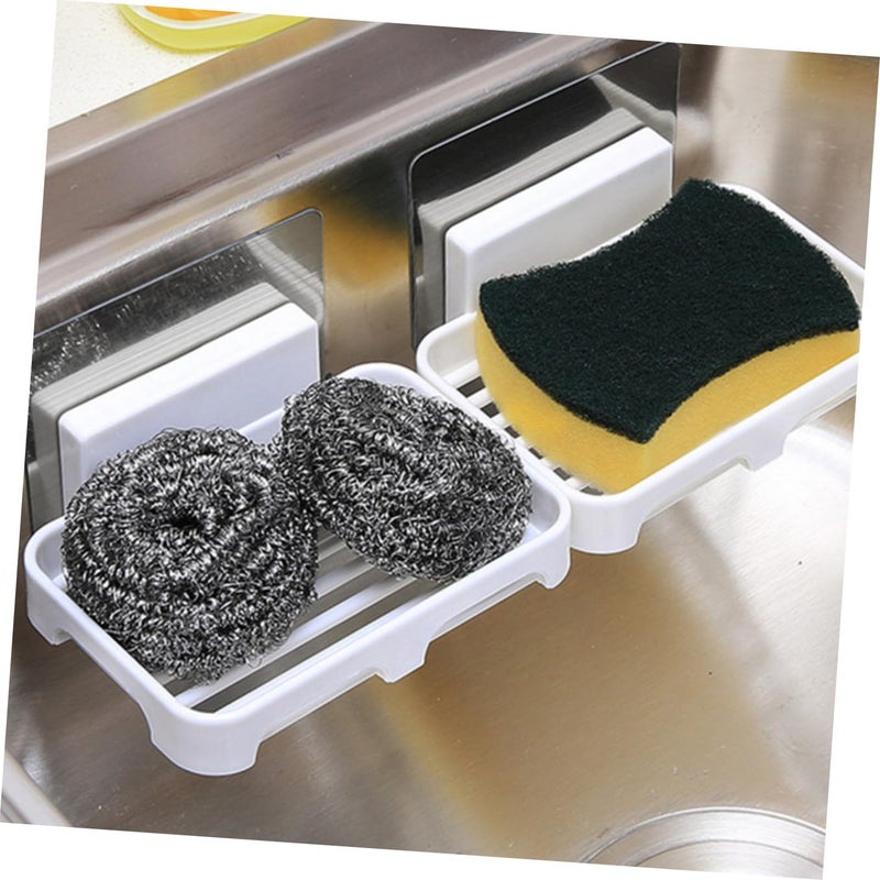 Self Adhesive Soap Rack with Draining Tray White Plastic Wall Mounted Bathroom Organizer - Image 5
