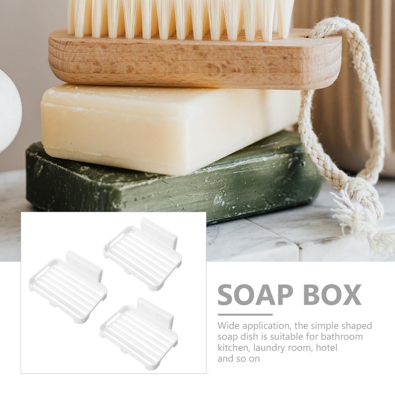 Self Adhesive Soap Rack with Draining Tray White Plastic Wall Mounted Bathroom Organizer - Image 4