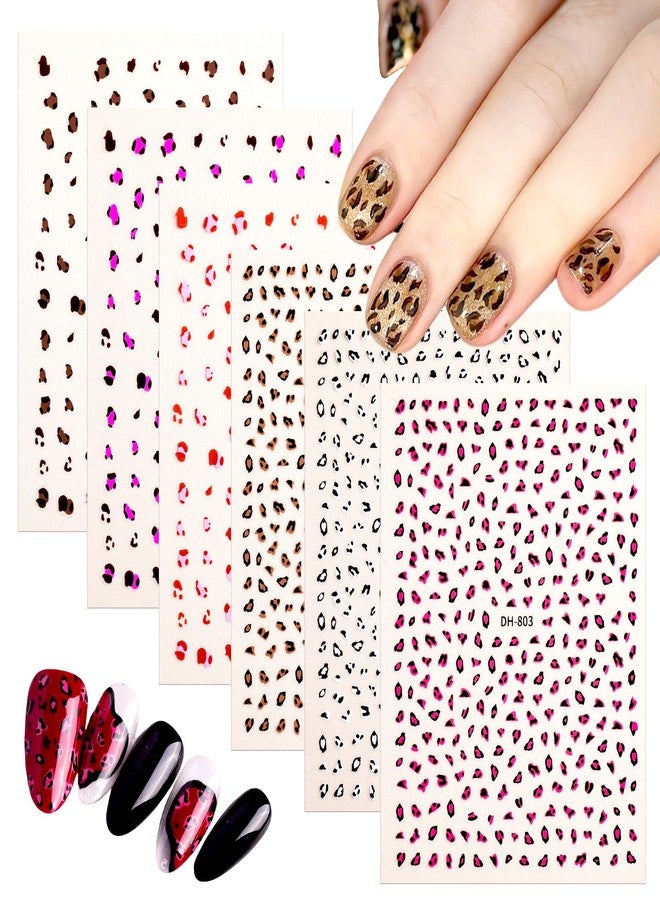 Snmzlc 6 Sheets Nail Art Stickers,Small Leopard Print Nail Decals for Nails Design,3D Self Adhesive Supplies,Design Decoration Accessories for Women and GirlsUS351 - Image 1
