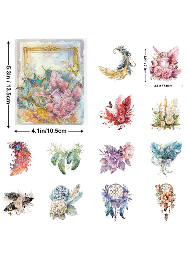 Bluejw 30 PET Gilded Gilded Hand Account Stickers Retro Flower Leaves Children Waterproof Hand Account Goo Card Material Stickers - Image 1