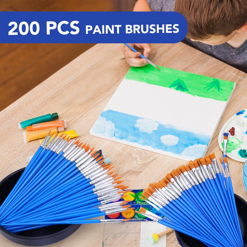 AROIC Acrylic Paint Brush Set, 200 pcs Nylon Hair Brushes for All Purpose Oil Watercolor Painting Artist Professional Kits - Image 2