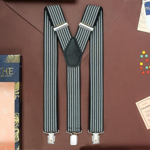 Peluche Striped black color suspender for mens |FreeSize - 3.5cm width and 110cm length - Image 2