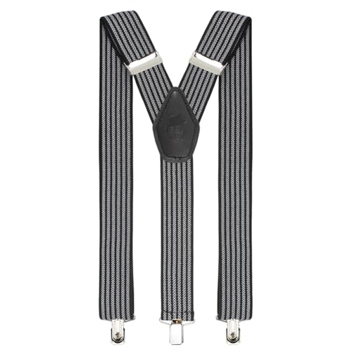 Peluche Striped black color suspender for mens |FreeSize - 3.5cm width and 110cm length - Image 1