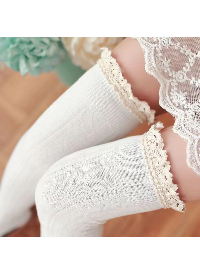 Generic - Cute Lolita Thigh-High Socks Lace Twist Knit Black - Image 1