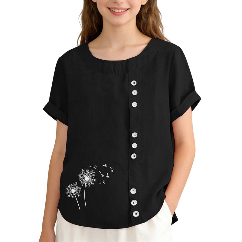 Wholesale 2026 Summer Women''s Popular Printed Loose Tops Short-Sleeve Versatile Tops - Image 3