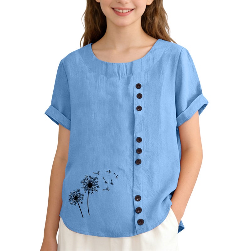 Wholesale 2026 Summer Women''s Popular Printed Loose Tops Short-Sleeve Versatile Tops - Image 1