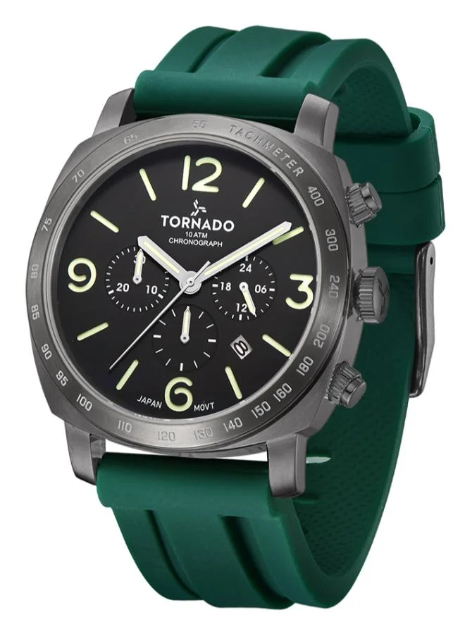 تورنيدو Men's Silicone Chronograph Watch T9102-XSHB - 43x52 mm