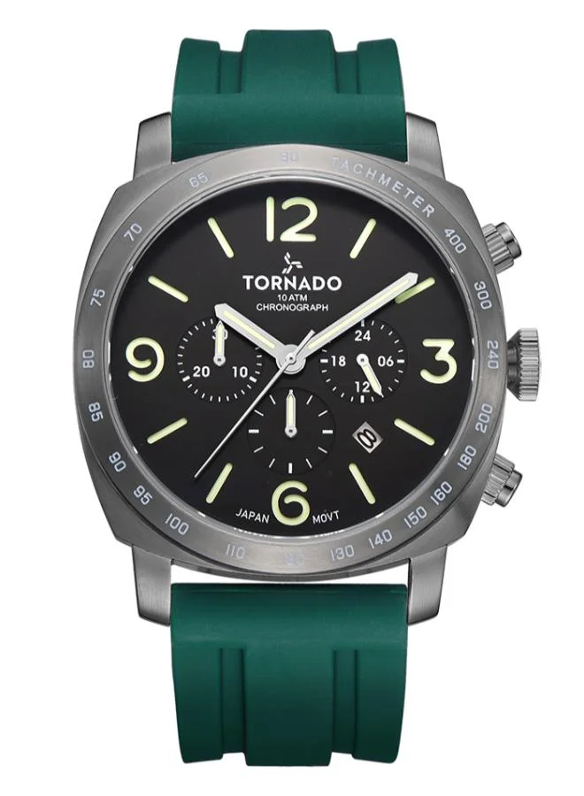 تورنيدو Men's Silicone Chronograph Watch T9102-XSHB - 43x52 mm