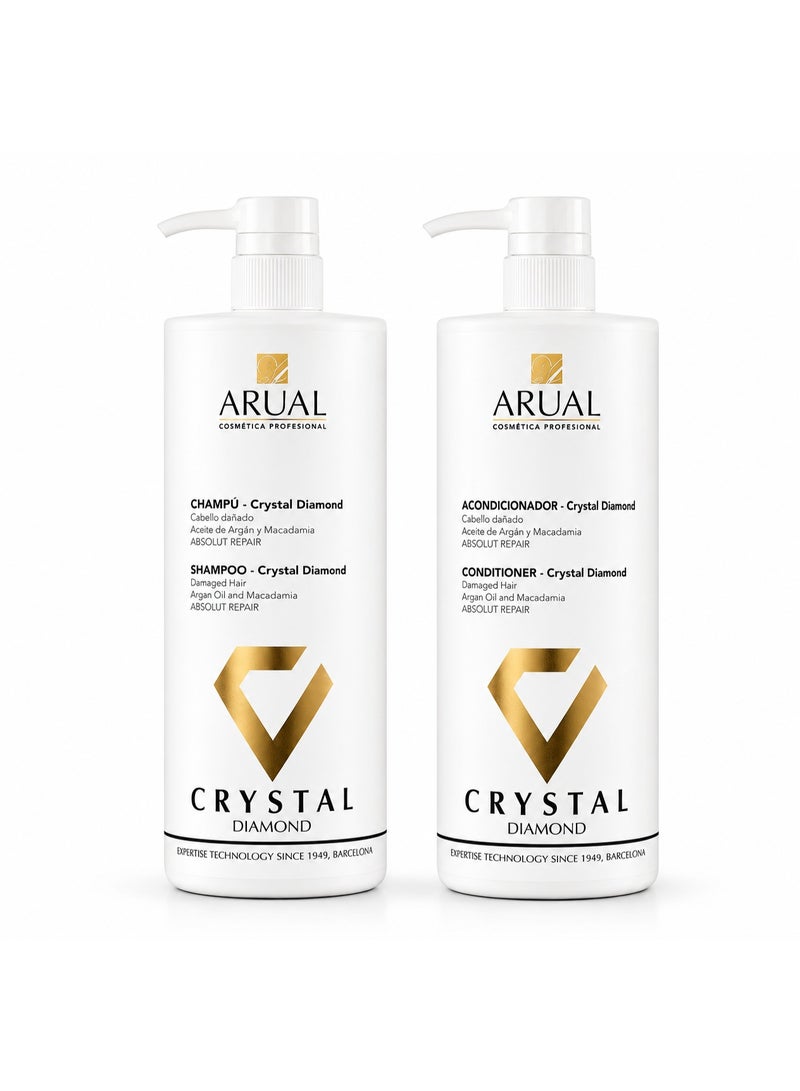 ARUAL Crystal Diamond Absolute Repair 3-Piece Hair Care Set - Shampoo 1000 ml, Conditioner 100 ml& Mask 500 ml for Damaged Hair - Image 2