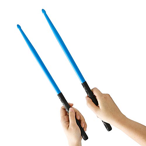 Ubblove Nylon Drumsticks 5A 2 pair with ANTI-SLIP Handles for Drum Light Durable Plastic Exercise 2 Pair Drum Sticks for Kids Adults Musical Instrument Percussion Accessories (Blue and Green) - Image 2
