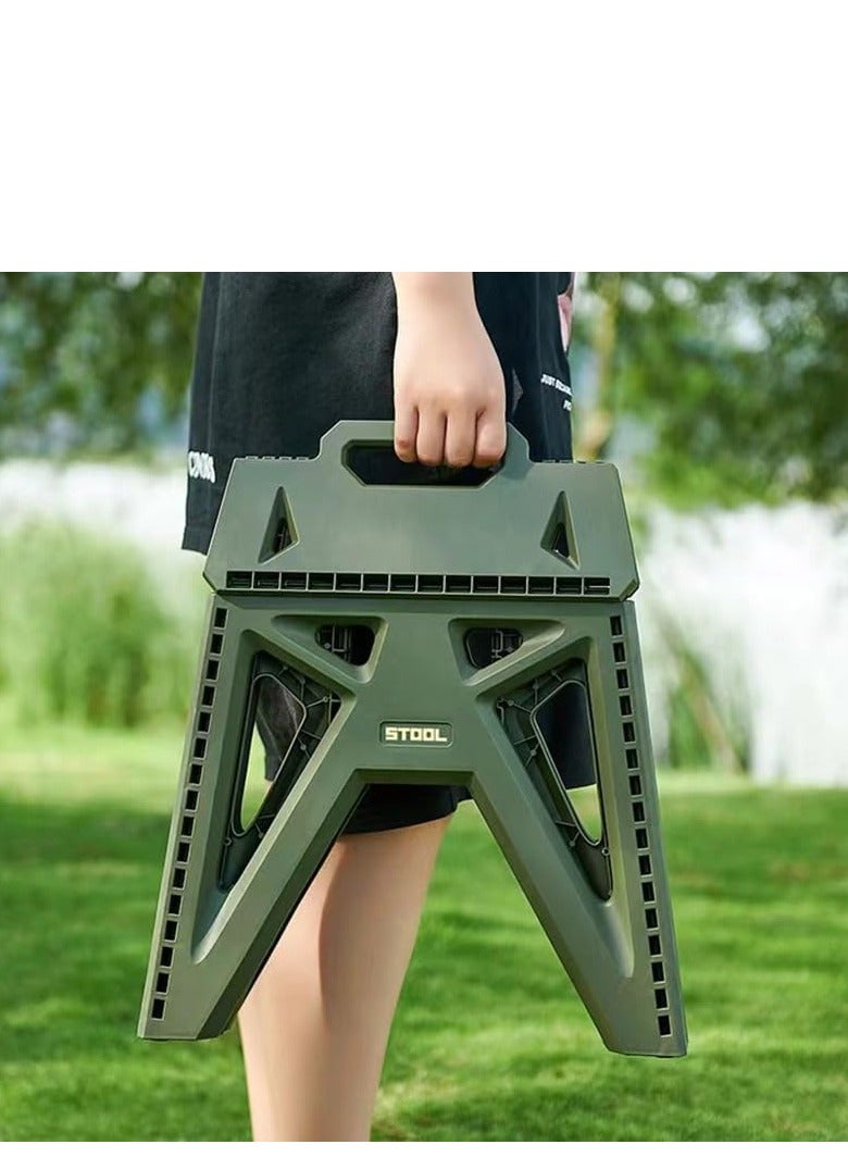 Folding Camping Stool, Portable Collapsible Campstool Anti-Slip Plastic Fishing Stool,Non-Slip Folding Stools with Handle, Lightweight Camping Seat Square Hiking Chair