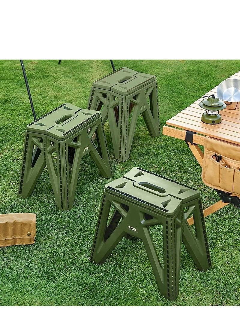 Folding Camping Stool, Portable Collapsible Campstool Anti-Slip Plastic Fishing Stool,Non-Slip Folding Stools with Handle, Lightweight Camping Seat Square Hiking Chair