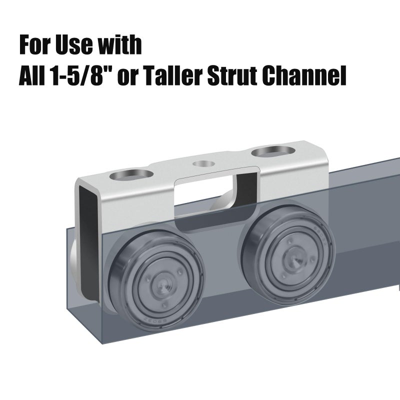 FBULWSEC P2750-EG 4 Wheel Light Duty Trolley Assembly for Unistrut, Use for All 1-5/8" P1000, P1001, P5000, P5001, P5500, P5501 or Taller Strut Channel, Unistrut, Superstrut (4PACK) - Image 3