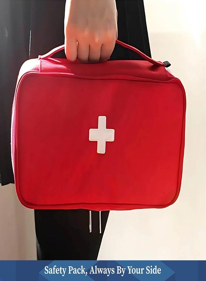 SADHHANA Enterprise First Aid Kit Bag | Medicine Storage Box | Multi-Utility with Handle | Portable & Spacious Emergency Kit Organizer with Mesh Pouch & Elastic Loops | Perfect for Travel, Camping - Image 4