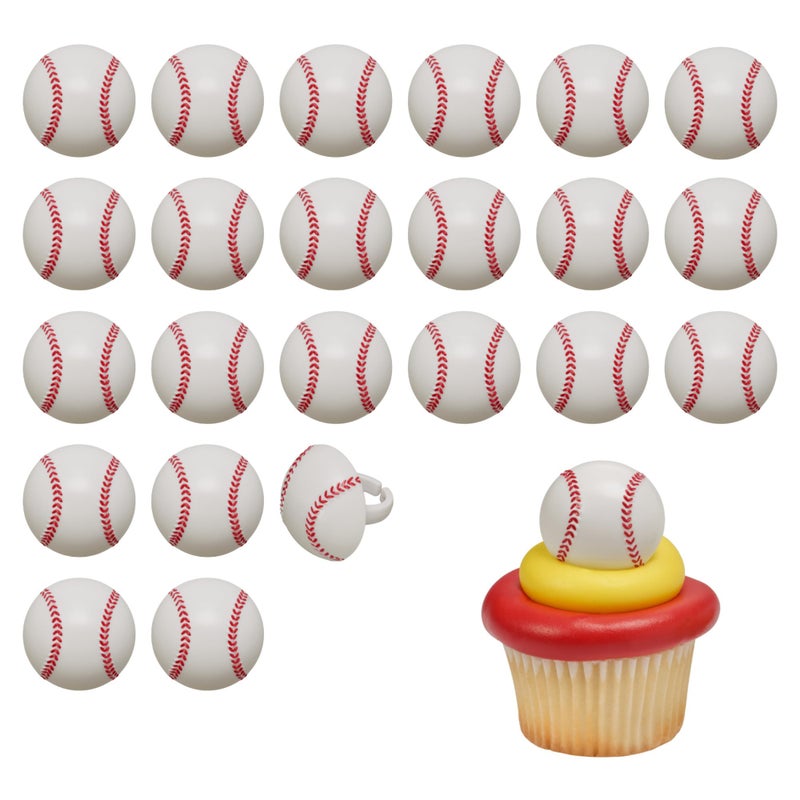 DecoPac Baseball Rings, Cupcake Decorations, Baseball Cupcake Toppers, Food Safe â€“ 24 Pack - Image 1