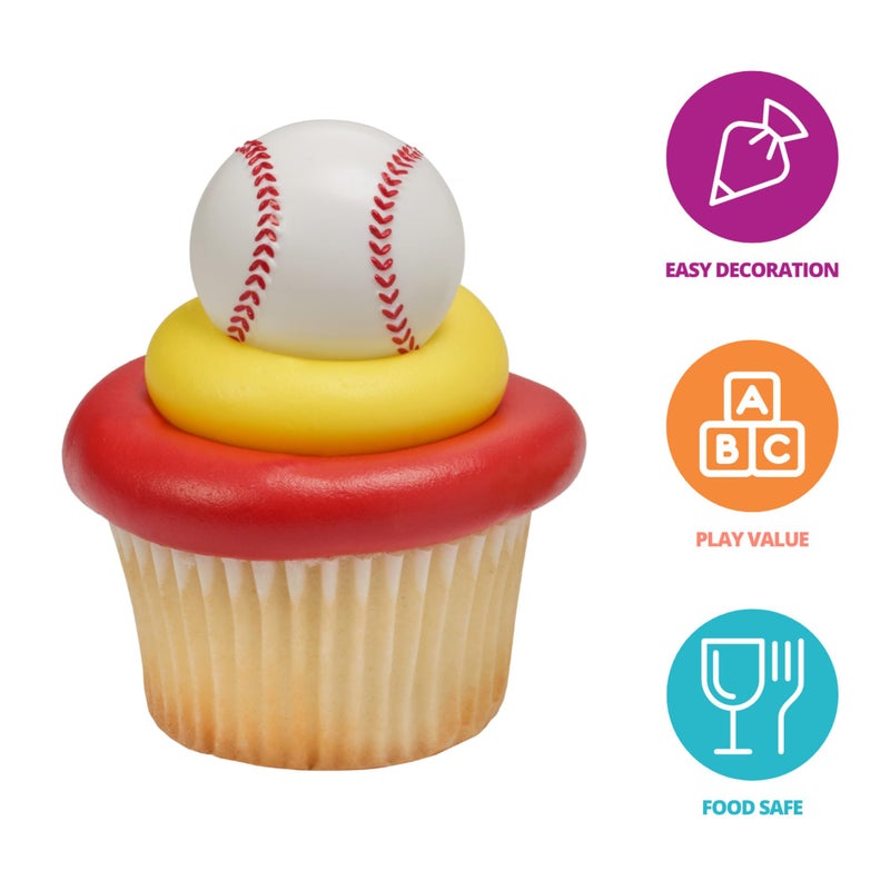 DecoPac Baseball Rings, Cupcake Decorations, Baseball Cupcake Toppers, Food Safe â€“ 24 Pack - Image 3