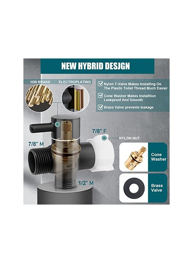 The Bros رشاش بيديت فاخر للمرحاض - ملحق رشاش يدوي مع صمام T من النحاس خالي من التسرب ورذاذ قابل للتعديل، مثالي للنظافة النسائية - Image 2