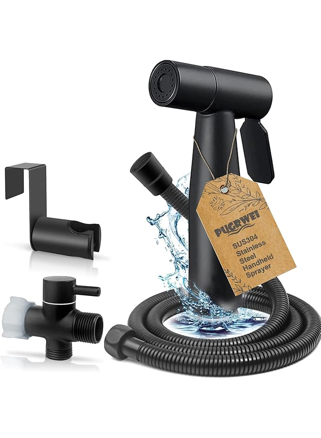 The Bros رشاش بيديت فاخر للمرحاض - ملحق رشاش يدوي مع صمام T من النحاس خالي من التسرب ورذاذ قابل للتعديل، مثالي للنظافة النسائية - Image 1