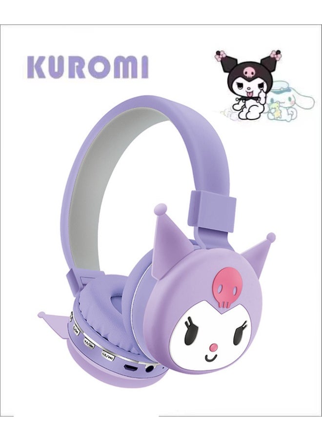 Generic Purple kulomi pattern children's bluetooth wireless headphones, children's noise cancelling folding headphones, children's stereo headphones for TF cards, mobile phones, tablets  - Image 1
