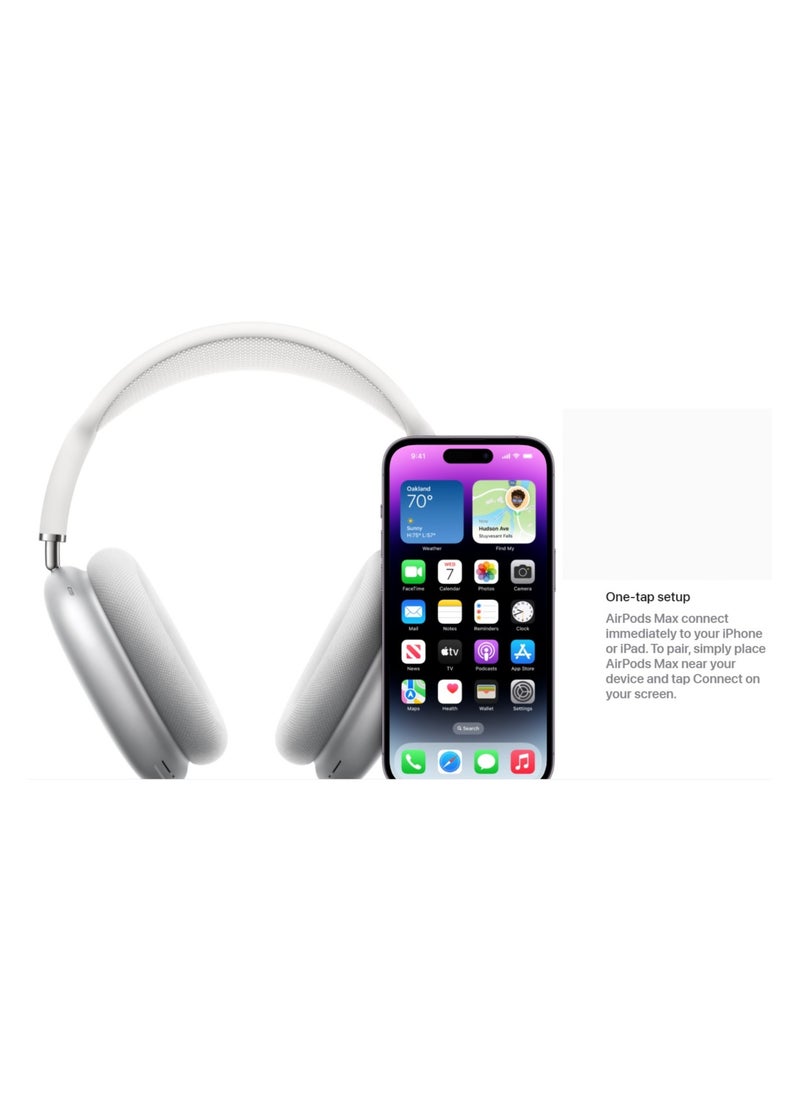 General - Headset AP Max Over-Ear Wireless Bluetooth Headphones Active Noise Cancellation Silver - Image 1
