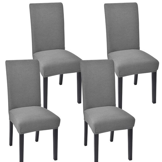 CHAIR COVERS FOR DINING ROOM SET OF 4 CHAIR SEAT COVER FOR DINING ROOM KITCHEN PARSONS CHAIR COVERS DINING CHAIR SLIPCOVER LIGHT GREY