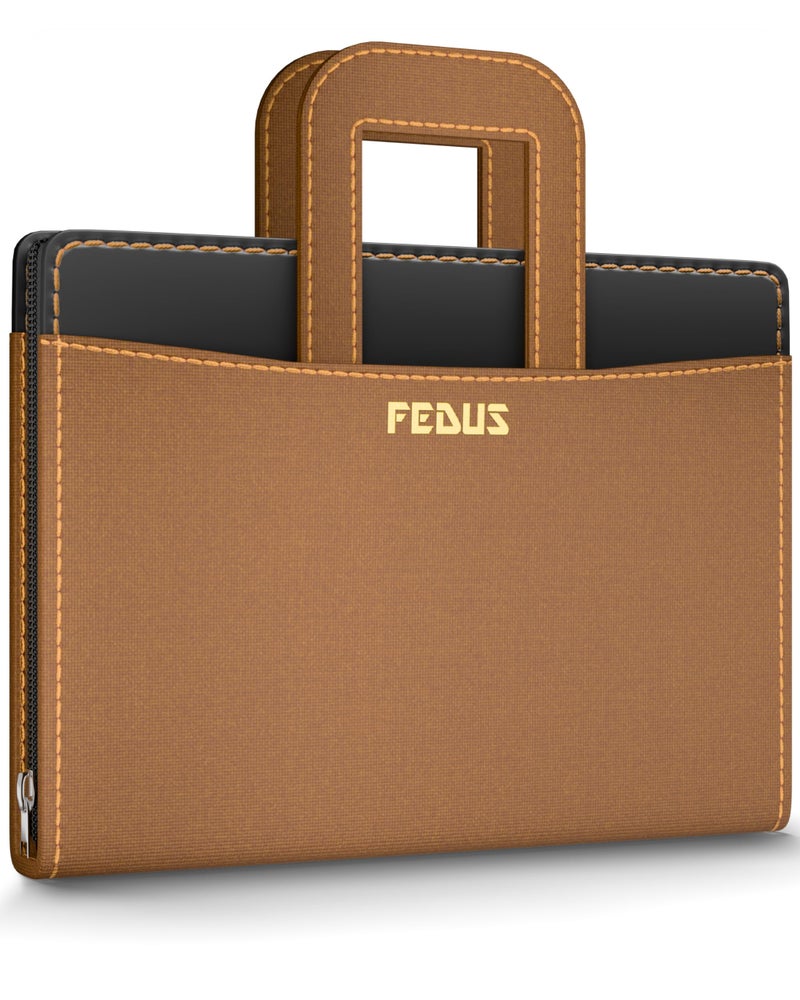 FEDUS Files for Documents 20 Leafs Foolscap Size (Bigger Than A4 Size) 4 Ring File with Hidden Handle Multipurpose Leatherette Portfolio Professional Executive Document File Folder for certificates - Image 1