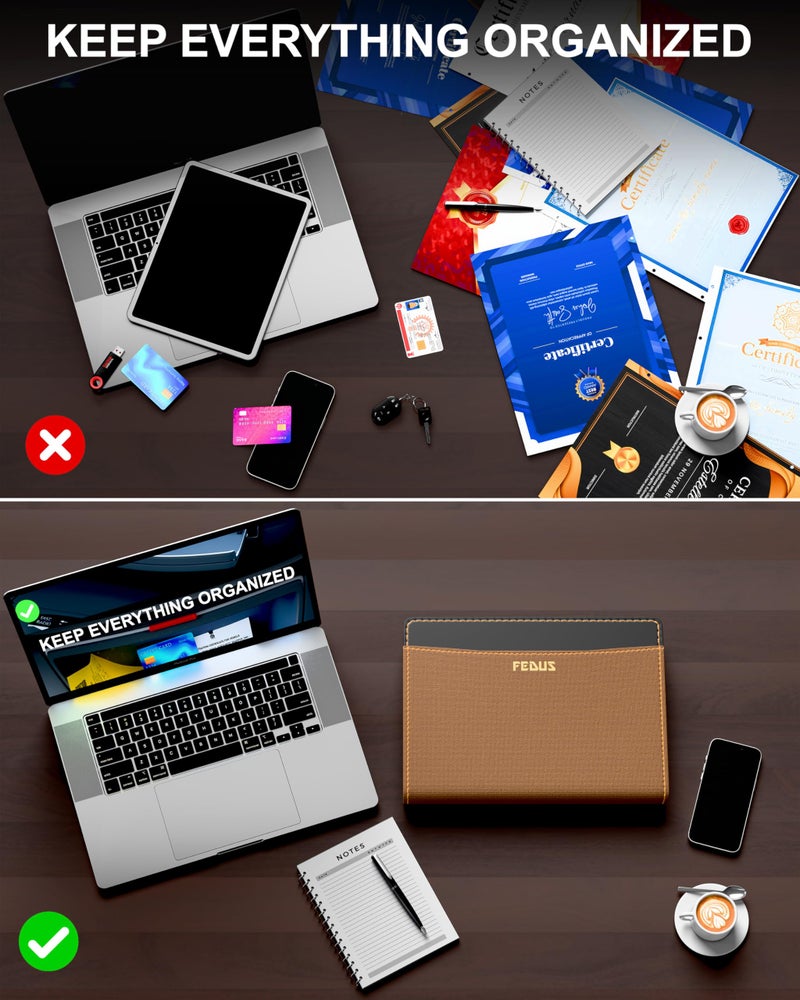FEDUS Files for Documents 20 Leafs Foolscap Size (Bigger Than A4 Size) 4 Ring File with Hidden Handle Multipurpose Leatherette Portfolio Professional Executive Document File Folder for certificates - Image 5