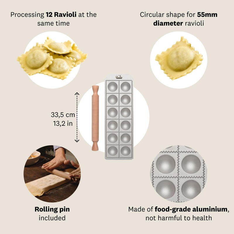 Marcato 8383 Maker Mould Makes 1Dozen 2Inch Round Raviolis Matte - Image 5