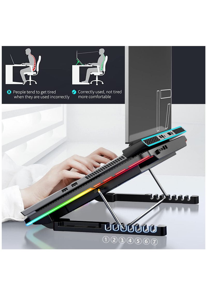Generic Laptop Cooling Pad, Gaming Notebook Cooler, Gaming Laptop Cooler, Laptop Fan Cooling Stand, with 6 Quiet Cooling Fans, The Wind Speed Adjustable, 7 Height Adjust, RGB Light 10 Modes, Phone Holder  - Image 5