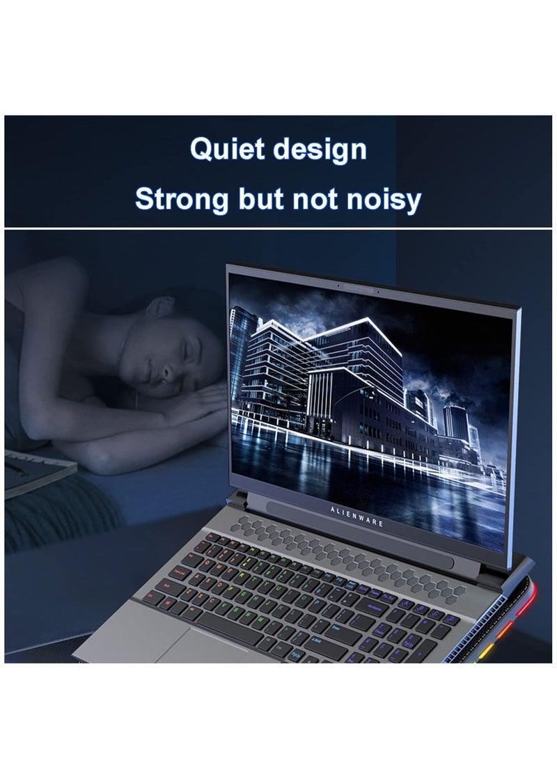 Generic Laptop Cooling Pad, Gaming Notebook Cooler, Gaming Laptop Cooler, Laptop Fan Cooling Stand, with 6 Quiet Cooling Fans, The Wind Speed Adjustable, 7 Height Adjust, RGB Light 10 Modes, Phone Holder  - Image 3