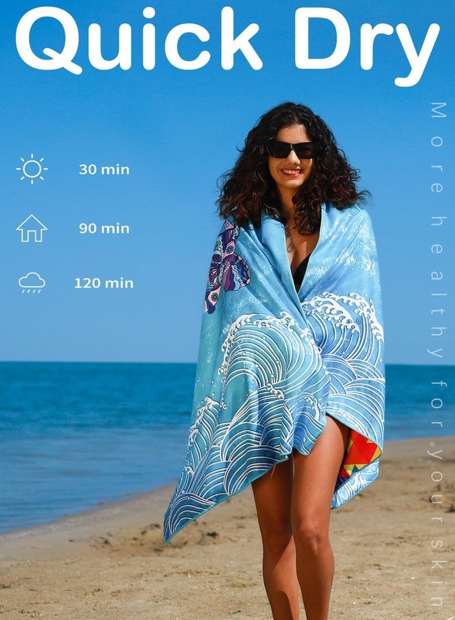 Widdonen Microfiber Thin Lightweight Beach Towel Sand Free Quick Dry Absorbent Compact Towels for Swimming Pool Camping Beach Accessories Large Easy Pack Travel Things for Vacation Essentials Adult Gift - Image 5