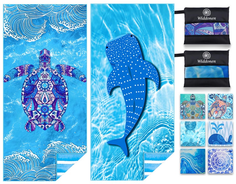 Widdonen Microfiber Thin Lightweight Beach Towel Sand Free Quick Dry Absorbent Compact Towels for Swimming Pool Camping Beach Accessories Large Easy Pack Travel Things for Vacation Essentials Adult Gift - Image 1