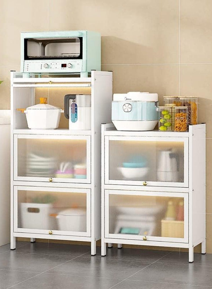 CityRiya-Long Coffee Bar Cabinet Kitchen Storage Cabinet Coffee Corner White Coffee Stand Buffet Storage Sideboard Kitchen Microwave Oven Storage Shelf for Home Kitchen, Dining Room, Bathroom, Living Room (3 Tier)  - Image 2