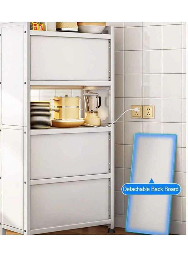CityRiya-Long Coffee Bar Cabinet Kitchen Storage Cabinet Coffee Corner White Coffee Stand Buffet Storage Sideboard Kitchen Microwave Oven Storage Shelf for Home Kitchen, Dining Room, Bathroom, Living Room (3 Tier)  - Image 4