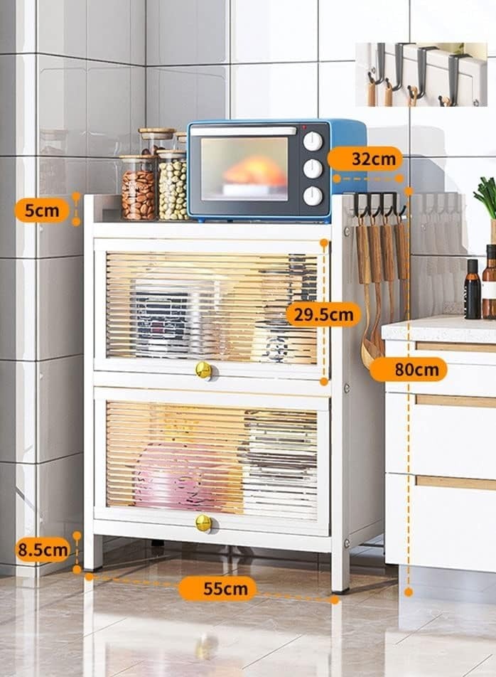 CityRiya-Long Coffee Bar Cabinet Kitchen Storage Cabinet Coffee Corner White Coffee Stand Buffet Storage Sideboard Kitchen Microwave Oven Storage Shelf for Home Kitchen, Dining Room, Bathroom, Living Room (3 Tier)  - Image 3