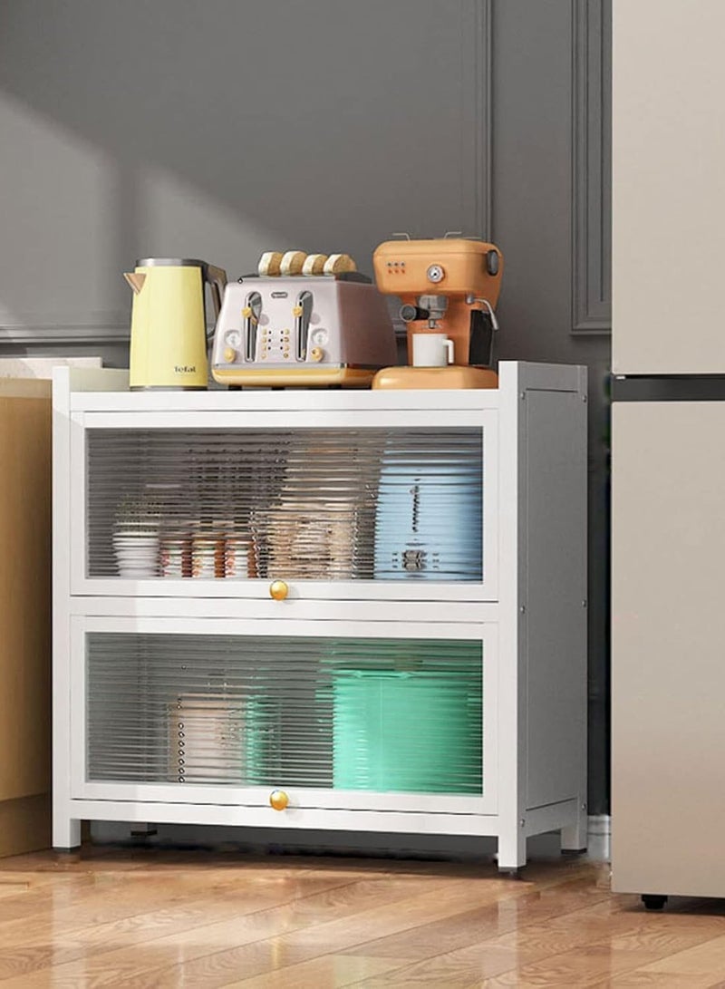 CityRiya-Long Coffee Bar Cabinet Kitchen Storage Cabinet Coffee Corner White Coffee Stand Buffet Storage Sideboard Kitchen Microwave Oven Storage Shelf for Home Kitchen, Dining Room, Bathroom, Living Room (3 Tier)  - Image 1
