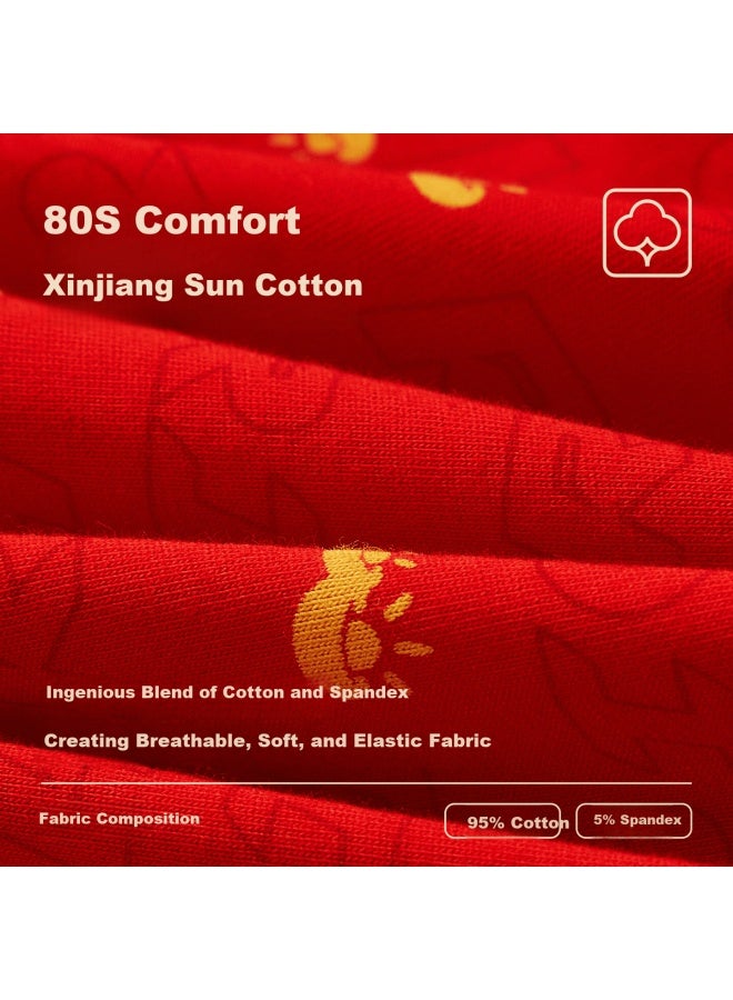 Modal Men's Red Underwear Pure Cotton Antibacterial Cordyceps Crotch Lucky Year Horse Year Wedding Bright Red Boxer Shorts Gift Box - Image 2