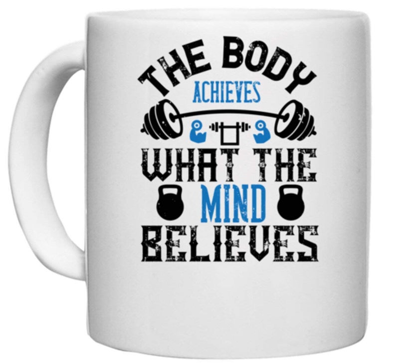 UDNAG White Ceramic Coffee/Tea Mug 'Gym | The Body Achieves What The Mind Believes Copy' Perfect for Gifting [330ml] - Image 1