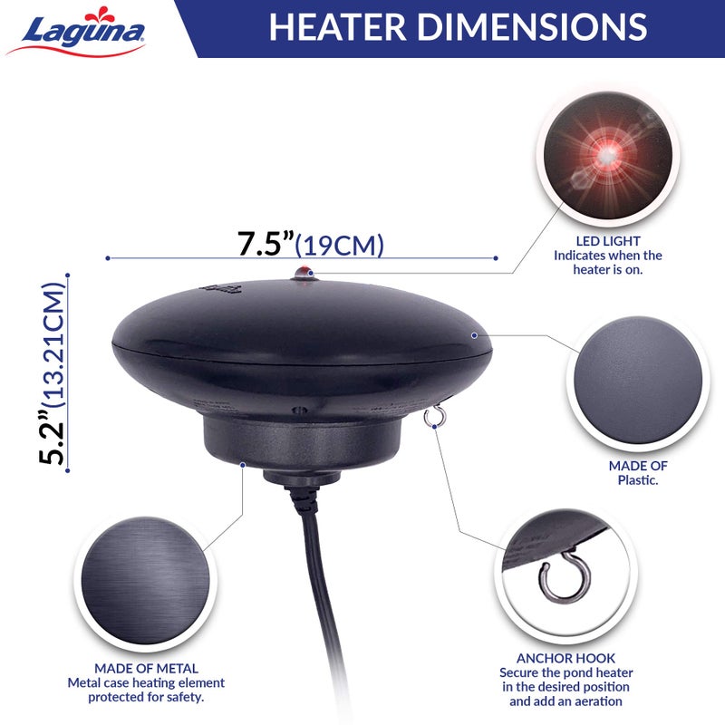 Laguna PowerHeat 315-Watt Floating Pond Heater for Outdoor Ponds with Fish â€“ Thermostat-Controlled De-Icer with LED Indicator, Safe for Plastic & Liner Ponds, 22 ft Cord - Image 2